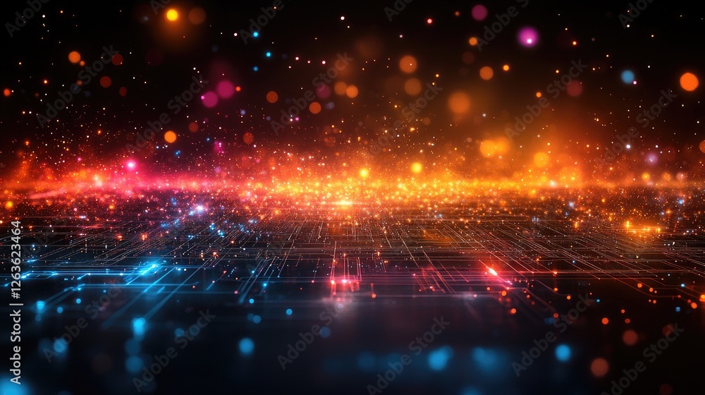 Abstract digital city background, futuristic glow Abstract digital city background, futuristic glow