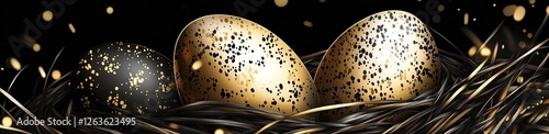 Easter illustration in elegant black  gold with love theme photo