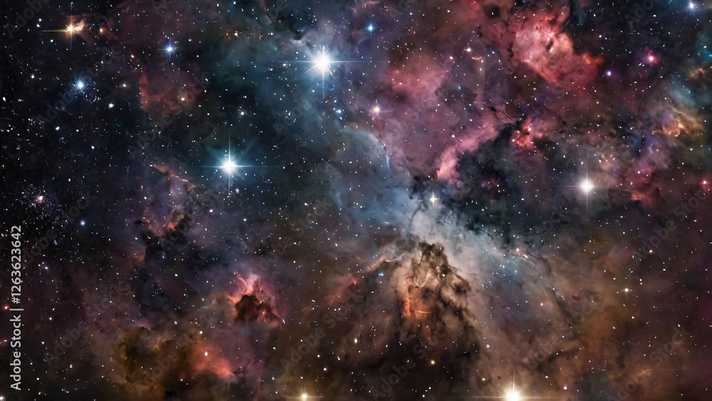 Naklejka premium Space background with many stars