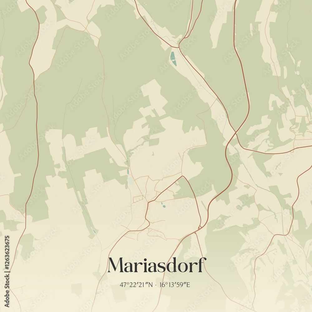 Fototapeta premium Vintage map of Mariasdorf, Austria.
