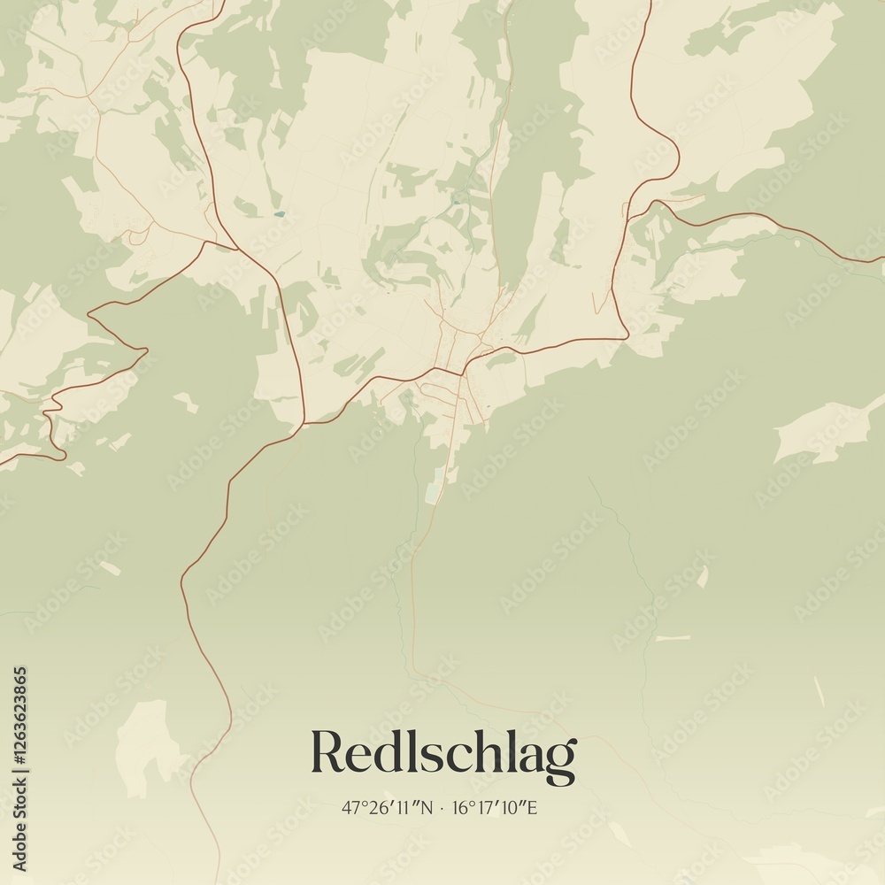 Obraz premium Vintage map of Redlschlag, Austria.