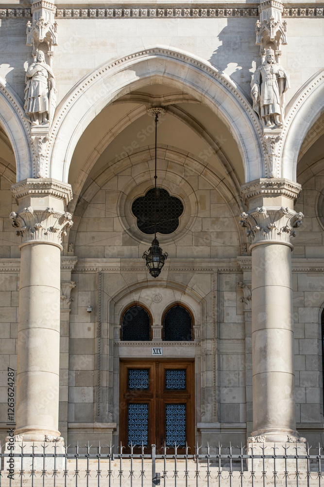 Budapest, Hungary: entrance to the parliament, detail of doors and windows Budapest, Hungary: entrance to the parliament, detail of doors and windows