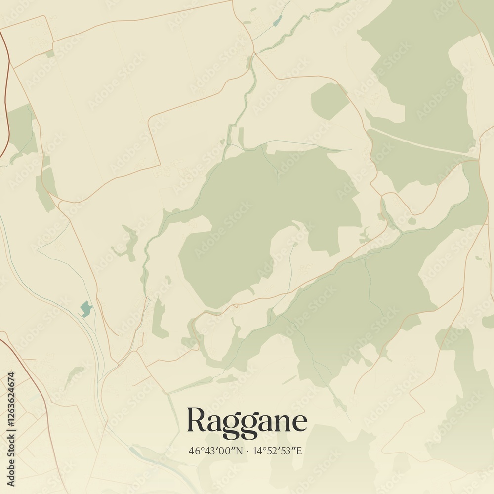 Naklejka premium Vintage map of Raggane, Austria.