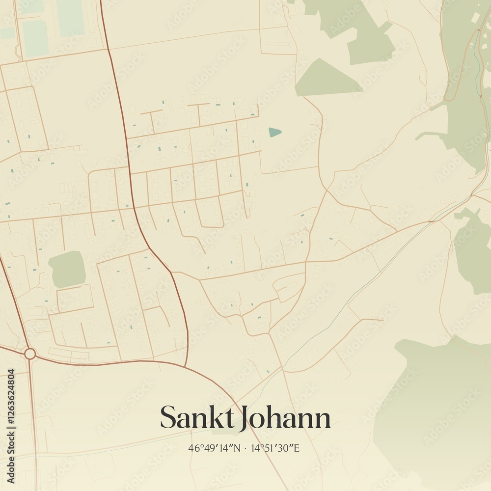 Obraz premium Vintage map of Sankt Johann, Austria.
