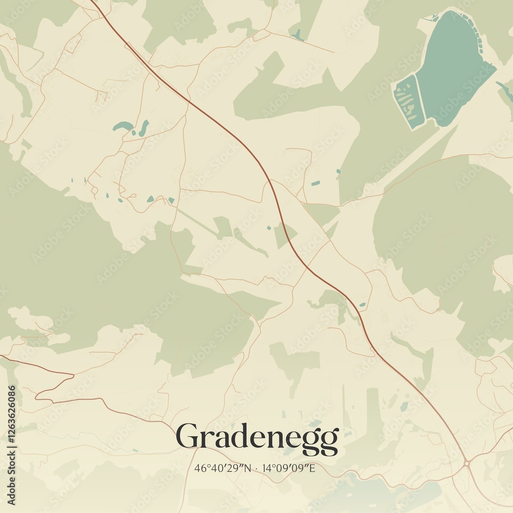Fototapeta premium Vintage map of Gradenegg, Austria.
