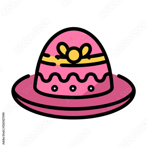 Creative and colorful easter bonnet decorated with spring motifs perfect for an easter celebration in a sunny outdoor setting