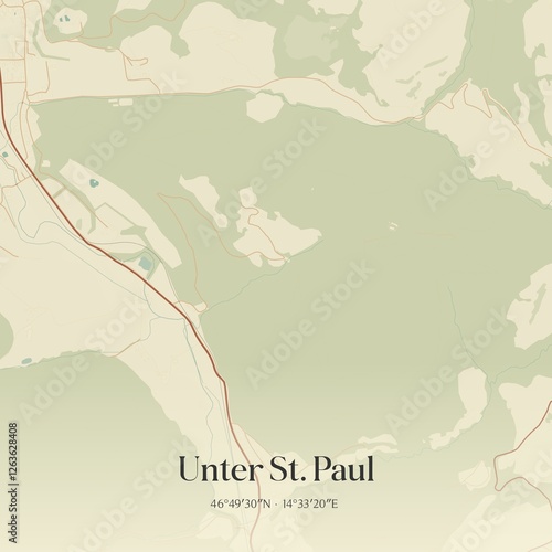 Vintage map of Unter St. Paul, Austria. photo