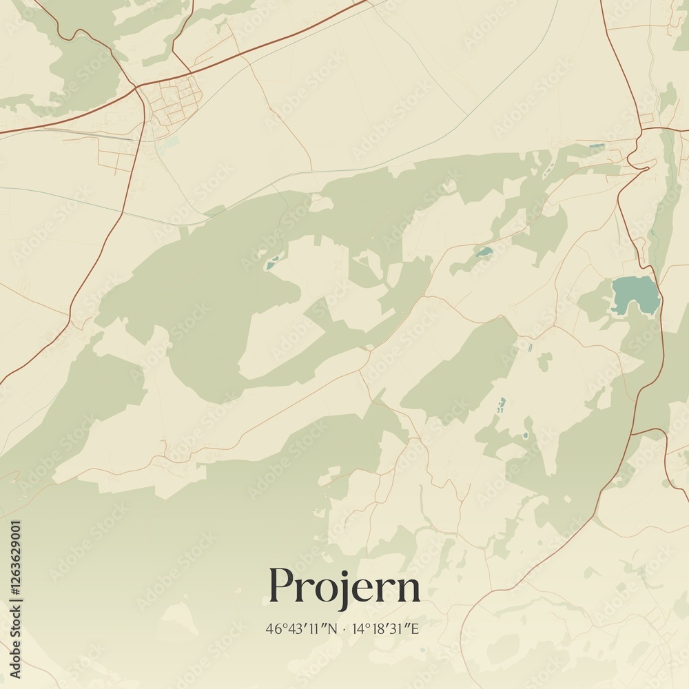 Fototapeta premium Vintage map of Projern, Austria.