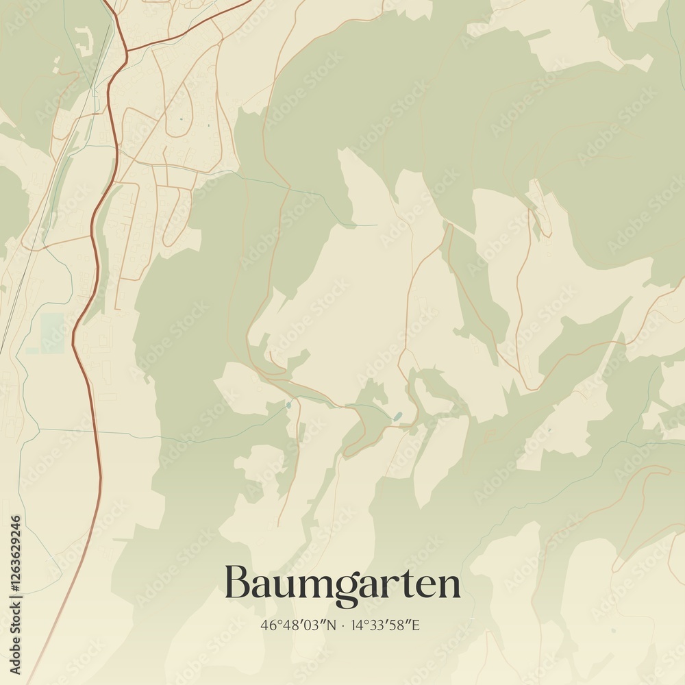 Obraz premium Vintage map of Baumgarten, Austria.