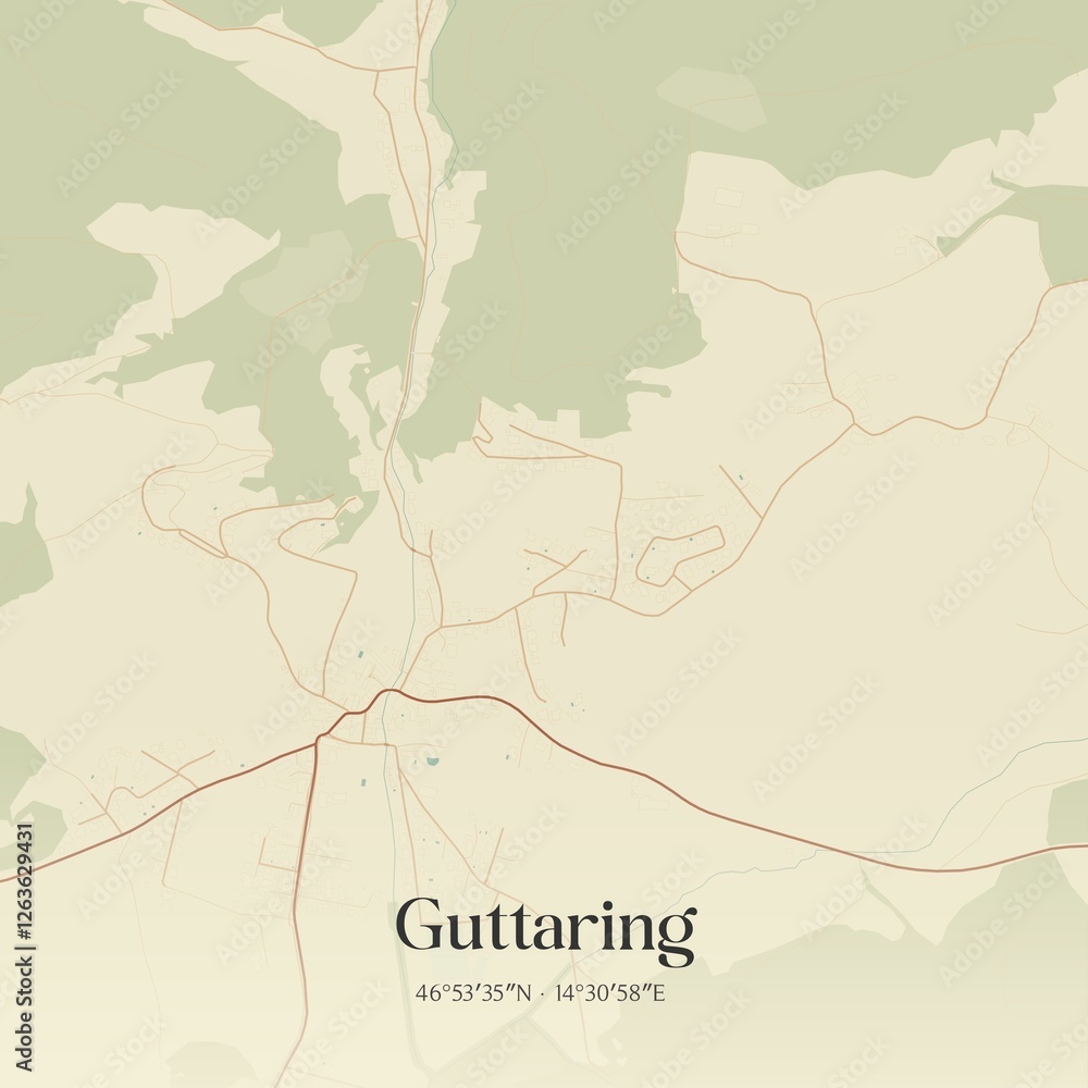 Fototapeta premium Vintage map of Guttaring, Austria.