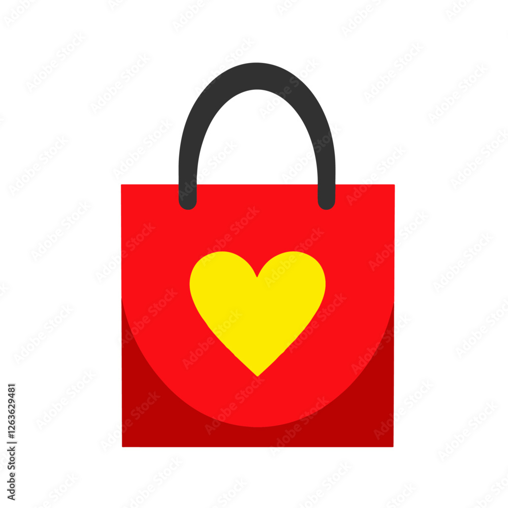 Shopping bag with heart illustration, love vector sign, Shopping bag pictogram isolated on white. Symbol, logo illustration Shopping bag with heart illustration, love vector sign, Shopping bag pictogram isolated on white. Symbol, logo illustration
