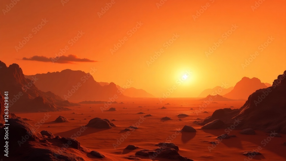 Naklejka premium sunset in the mountains