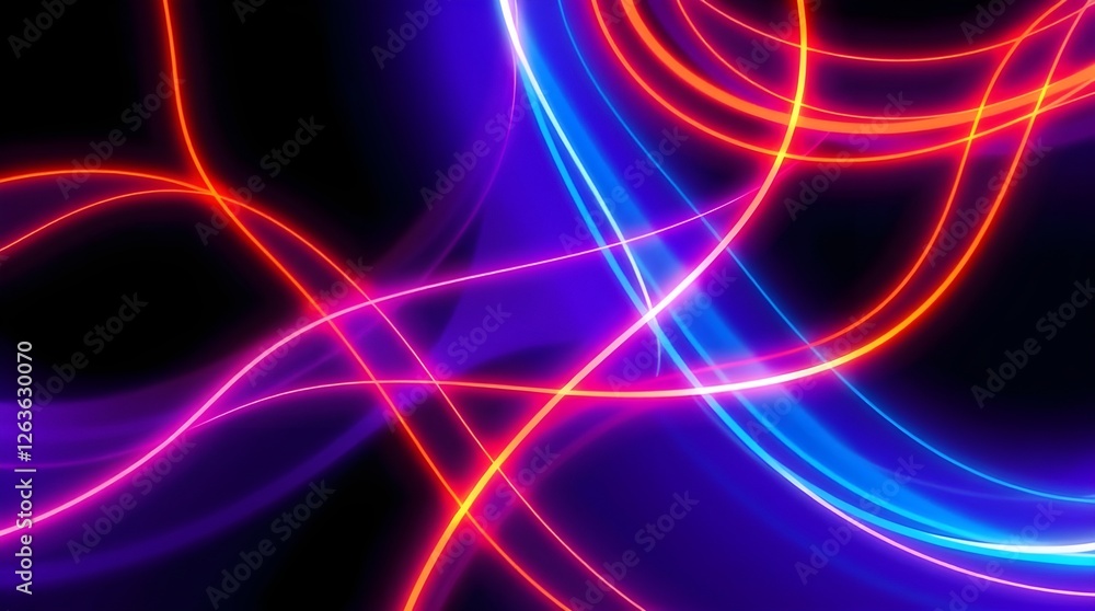 The image is of a black background with wavy, glowing lines of orange and blue The image is of a black background with wavy, glowing lines of orange and blue