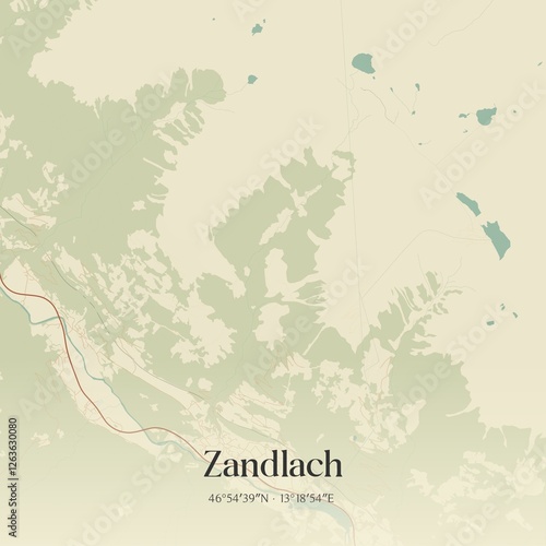 Vintage map of Zandlach, Austria.