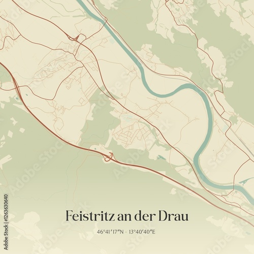 Vintage map of Feistritz an der Drau, Austria. photo