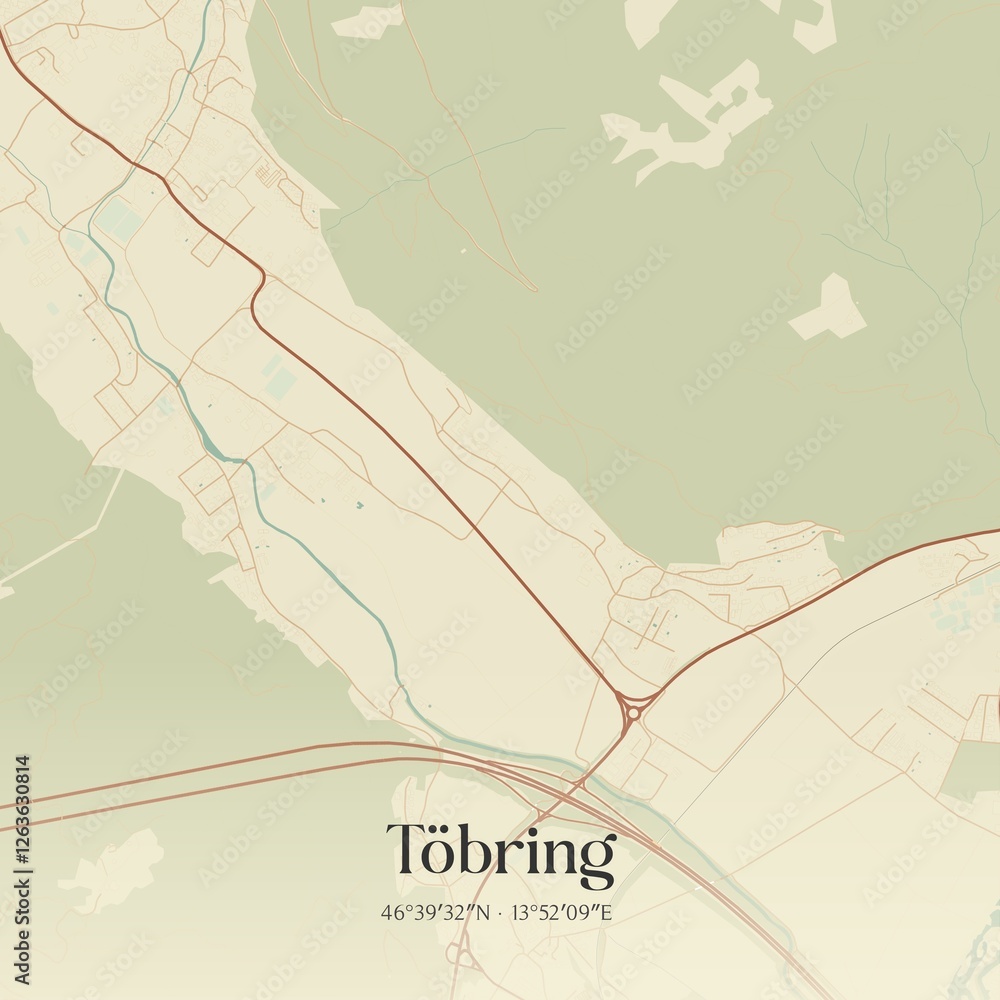 Naklejka premium Vintage map of Töbring, Austria.