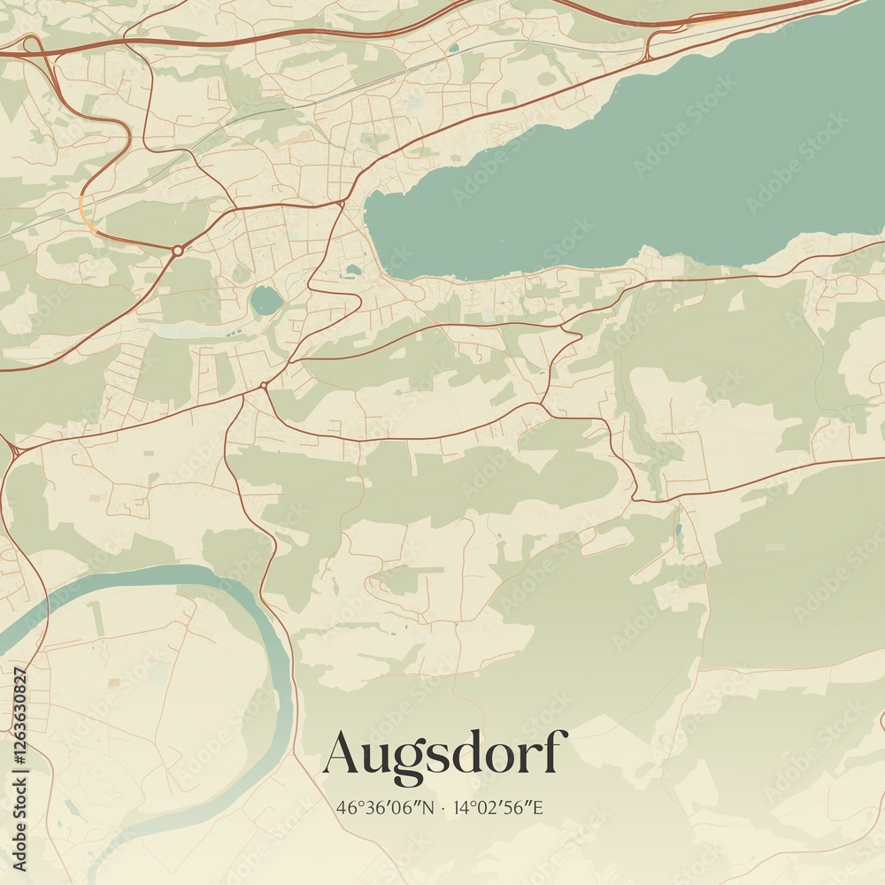 Fototapeta premium Vintage map of Augsdorf, Austria.