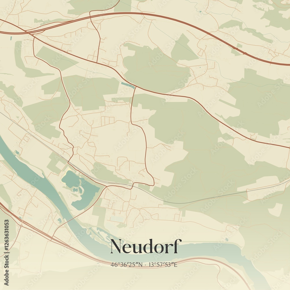 Naklejka premium Vintage map of Neudorf, Austria.