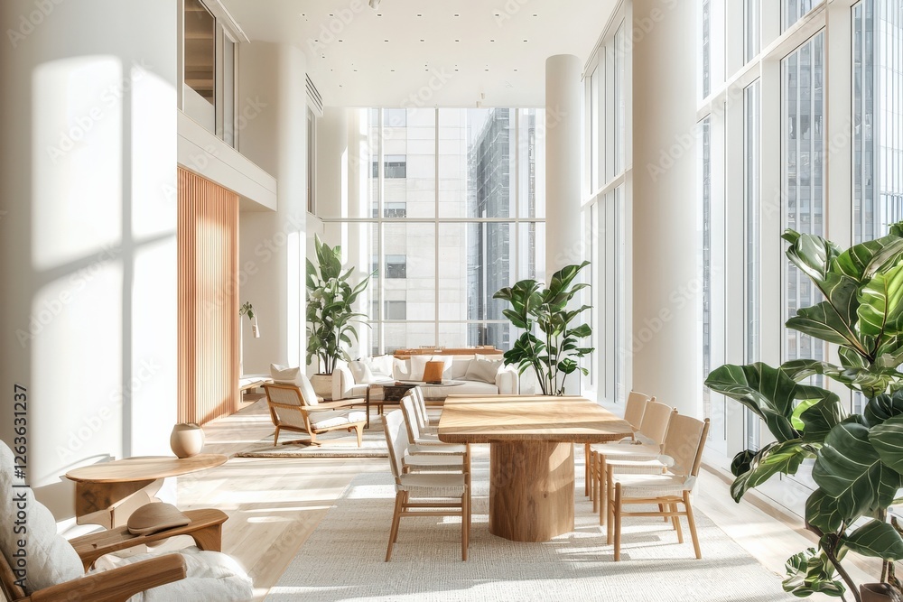 Bright and airy modern living space with large windows and natural light Bright and airy modern living space with large windows and natural light