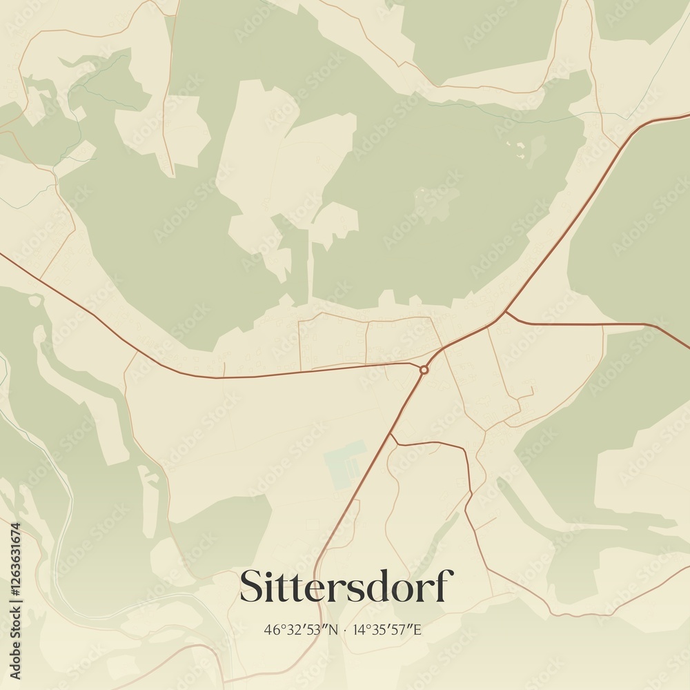 Obraz premium Vintage map of Sittersdorf, Austria.