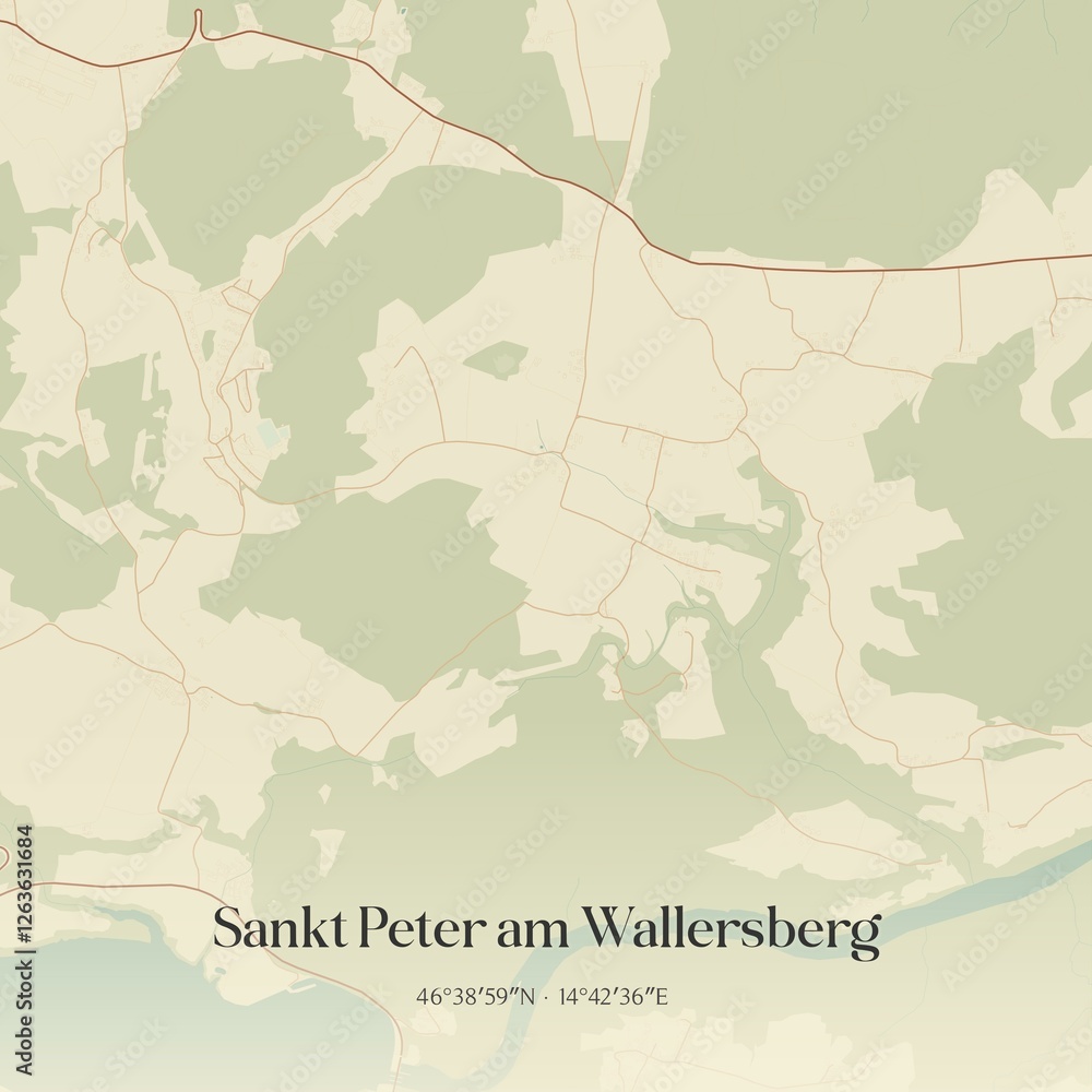 Fototapeta premium Vintage map of Sankt Peter am Wallersberg, Austria.