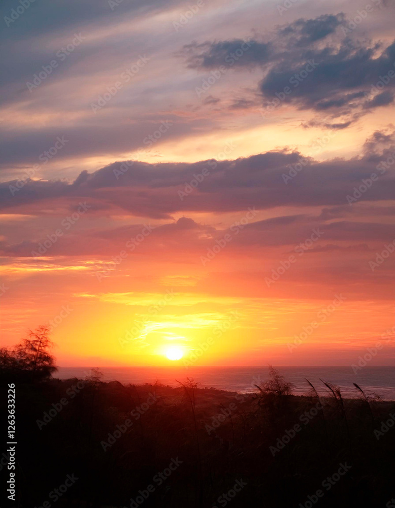 Hermosísimo atardecer de colores naranja y gris. Hermosísimo atardecer de colores naranja y gris.