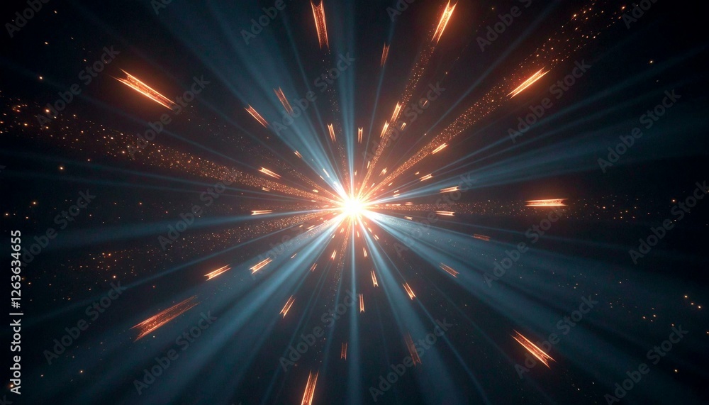 Obraz premium Starburst Light Beams on Dark Background