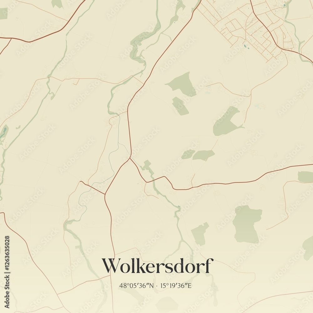 Fototapeta premium Vintage map of Wolkersdorf, Austria.
