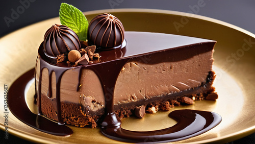 Classic Chocolate Cheesecake with Creamy Texture and Rich Cocoa Flavor – A Stunning 4K Dessert Photography Showcasing the Elegance of This Indulgent Treat