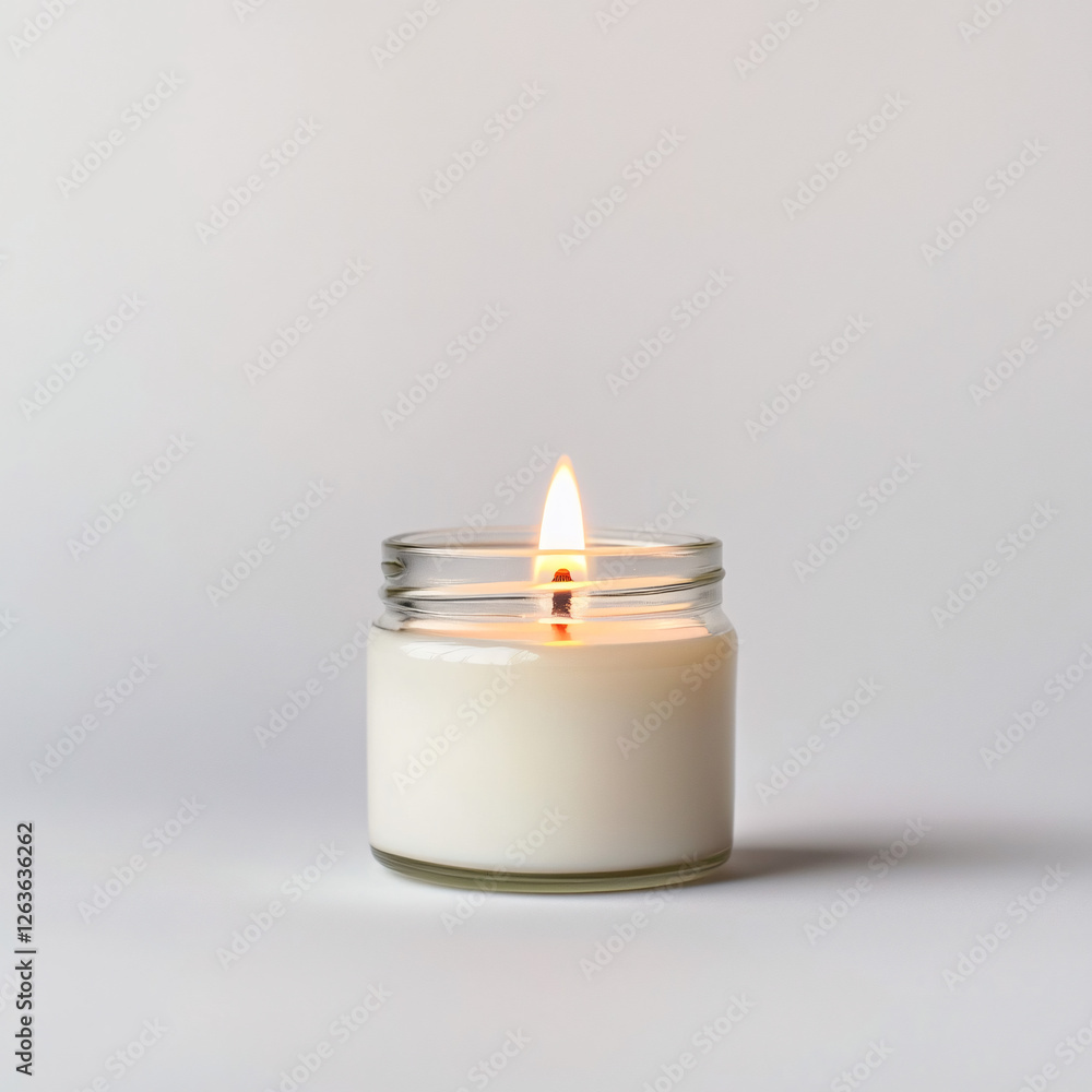 Minimalist Glass Candle with a Burning Flame on a Clean White Background, Creating a Warm and Relaxing Ambiance for Home Decor and Meditation Minimalist Glass Candle with a Burning Flame on a Clean White Background, Creating a Warm and Relaxing Ambiance for Home Decor and Meditation