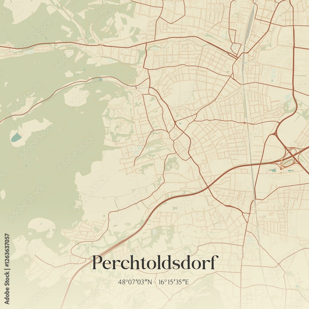 Fototapeta premium Vintage map of Perchtoldsdorf, Austria.