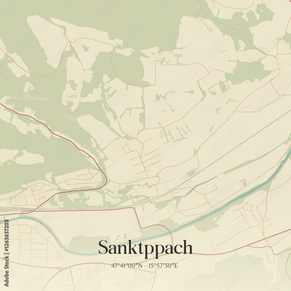 Obraz premium Vintage map of Sanktppach, Austria.