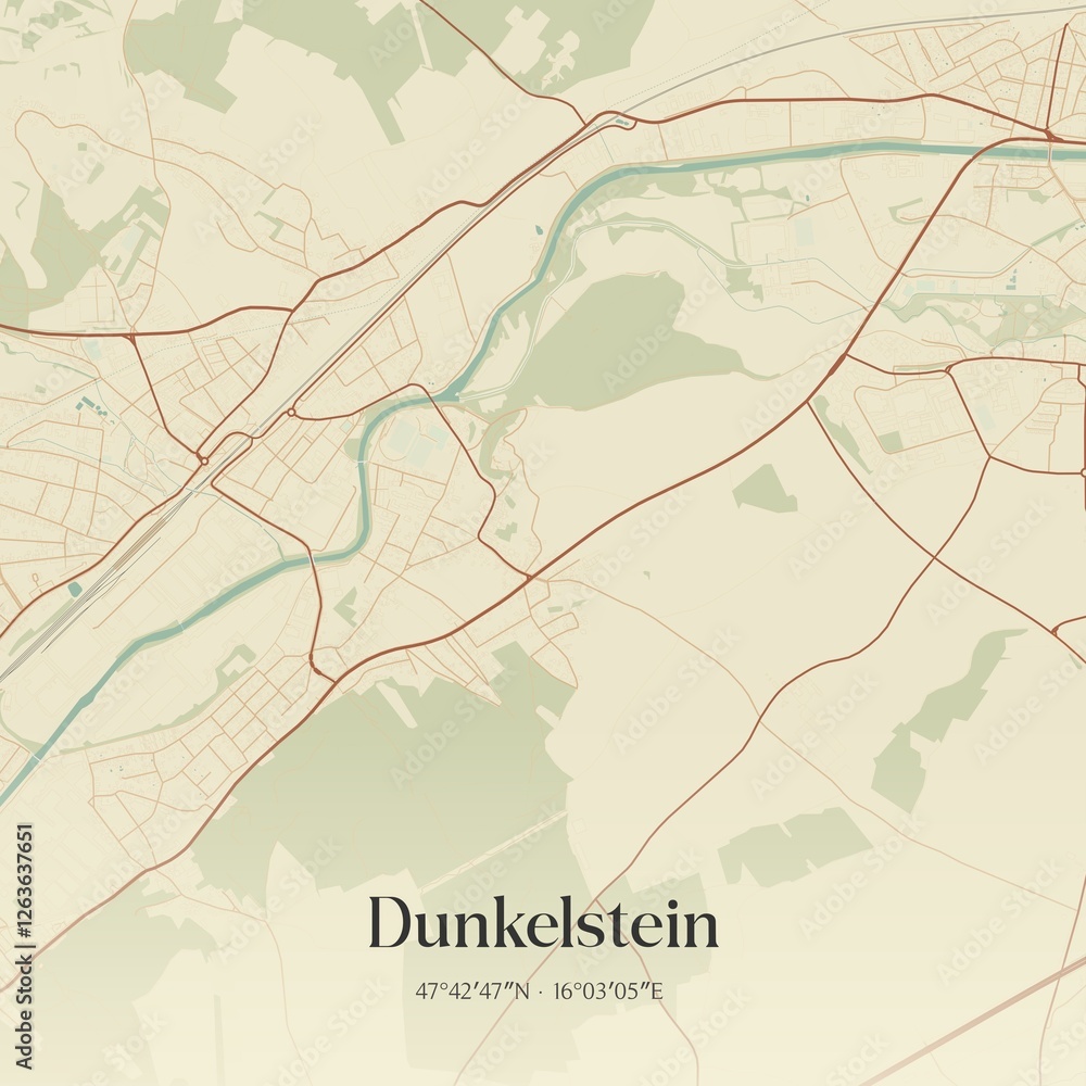 Naklejka premium Vintage map of Dunkelstein, Austria.