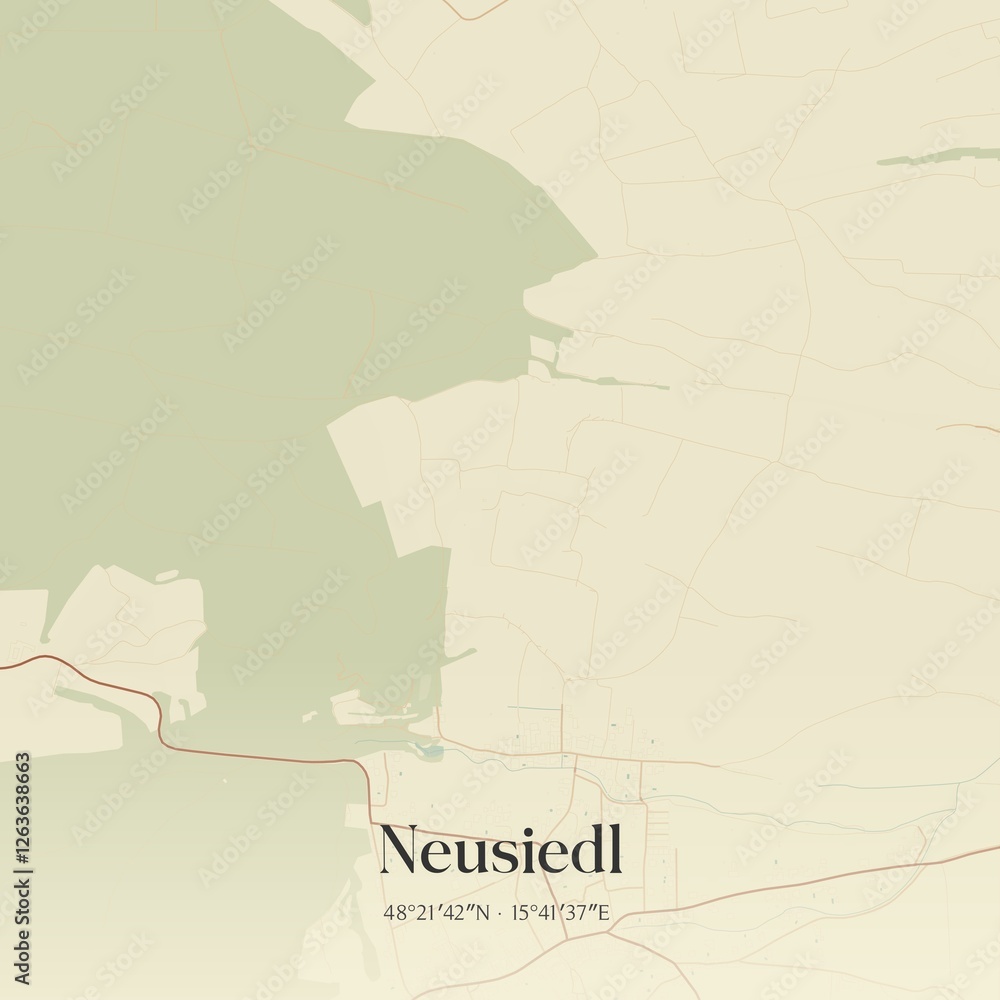 Fototapeta premium Vintage map of Neusiedl, Austria.
