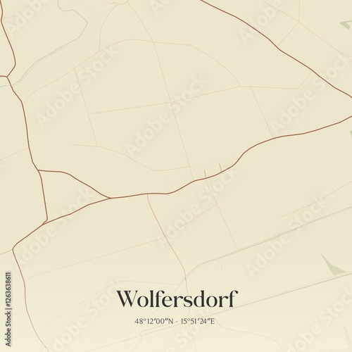 Vintage map of Wolfersdorf, Austria. photo