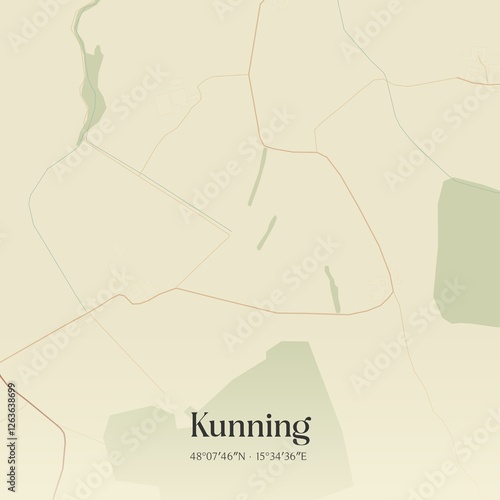 Vintage map of Kunning, Austria. photo