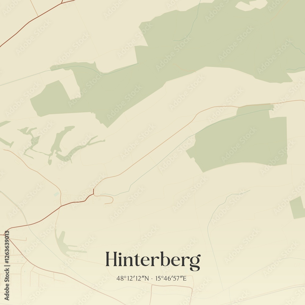 Fototapeta premium Vintage map of Hinterberg, Austria.