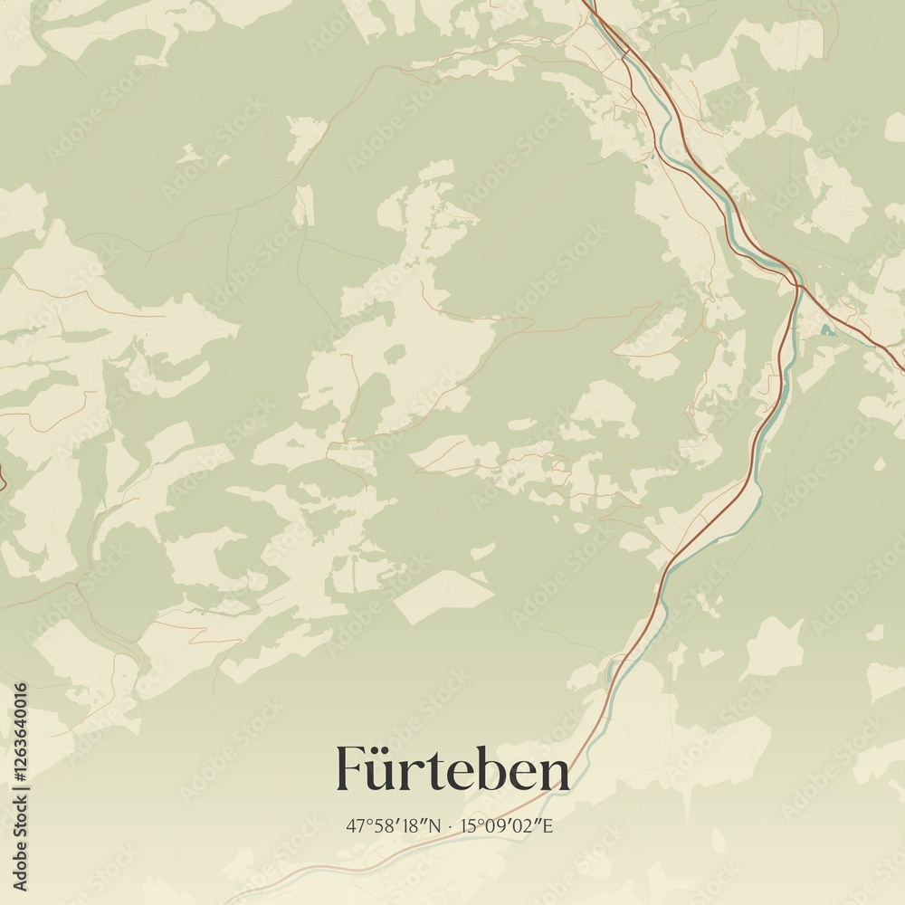 Fototapeta premium Vintage map of Fürteben, Austria.
