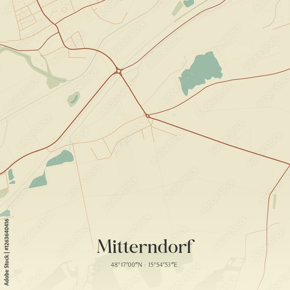 Obraz premium Vintage map of Mitterndorf, Austria.