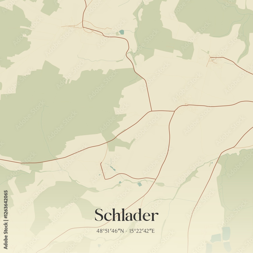 Obraz premium Vintage map of Schlader, Austria.