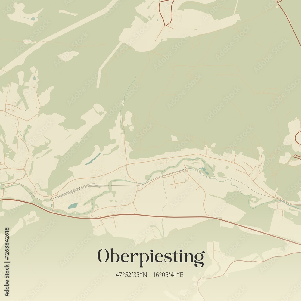 Obraz premium Vintage map of Oberpiesting, Austria.