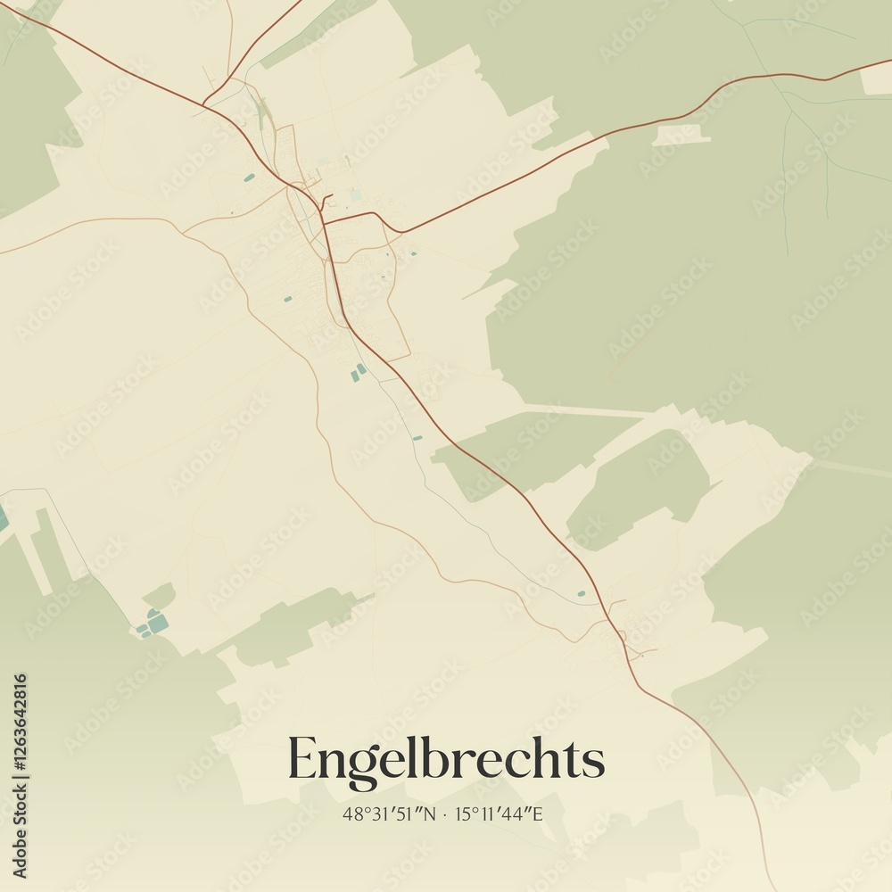 Fototapeta premium Vintage map of Engelbrechts, Austria.