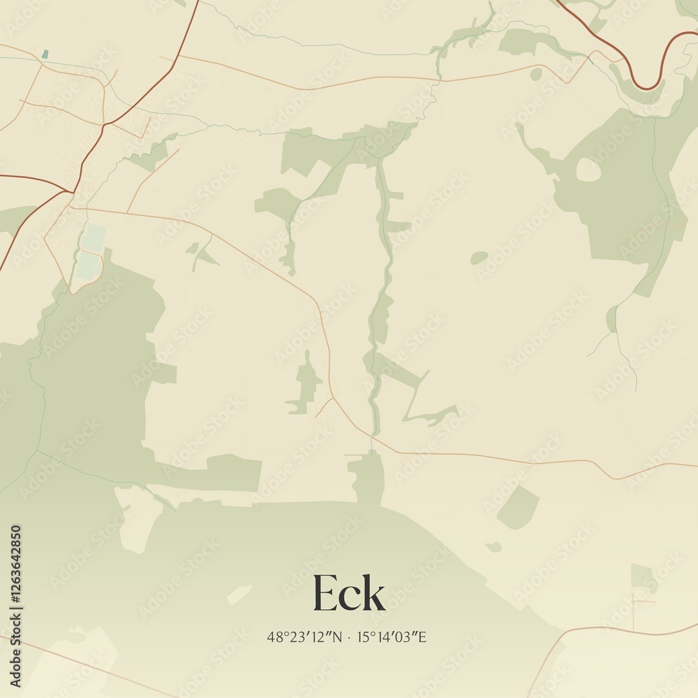 Fototapeta premium Vintage map of Eck, Austria.
