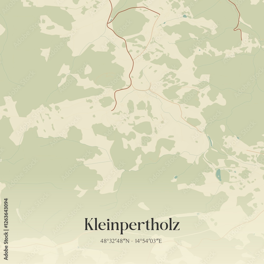 Fototapeta premium Vintage map of Kleinpertholz, Austria.