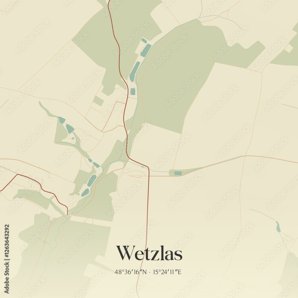 Fototapeta premium Vintage map of Wetzlas, Austria.