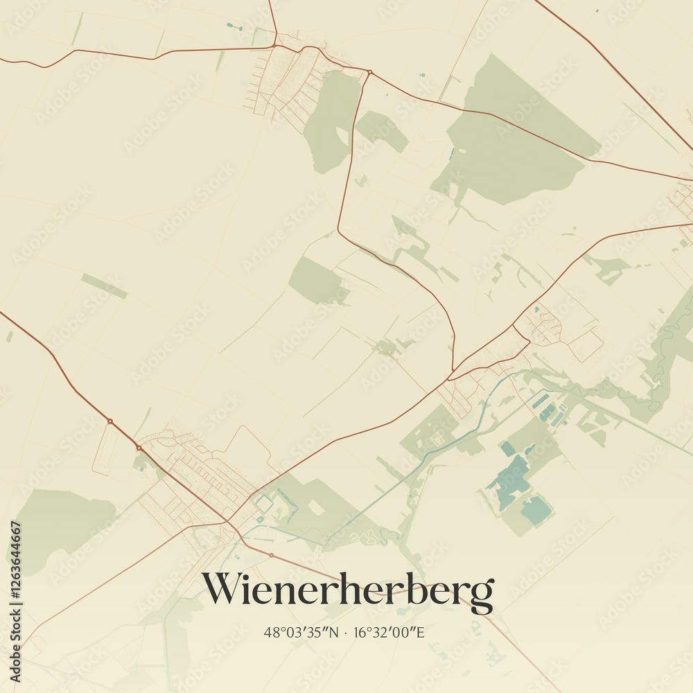 Naklejka premium Vintage map of Wienerherberg, Austria.