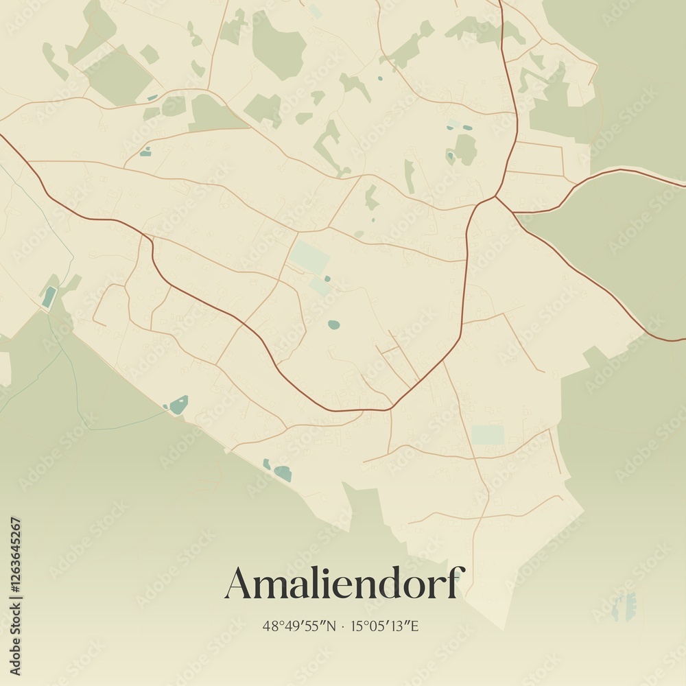 Fototapeta premium Vintage map of Amaliendorf, Austria.