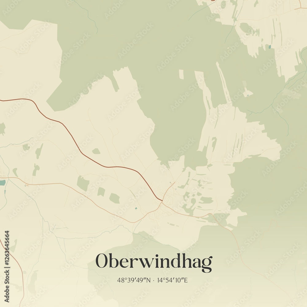 Fototapeta premium Vintage map of Oberwindhag, Austria.