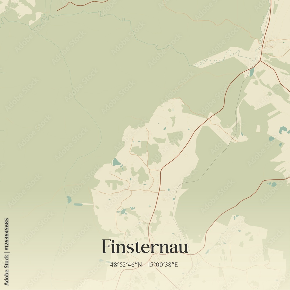 Fototapeta premium Vintage map of Finsternau, Austria.
