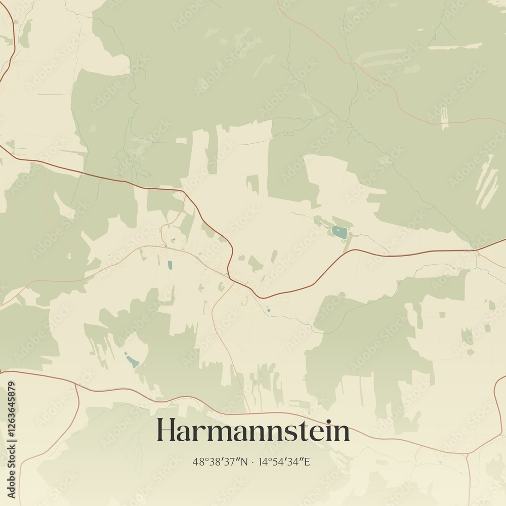 Obraz premium Vintage map of Harmannstein, Austria.